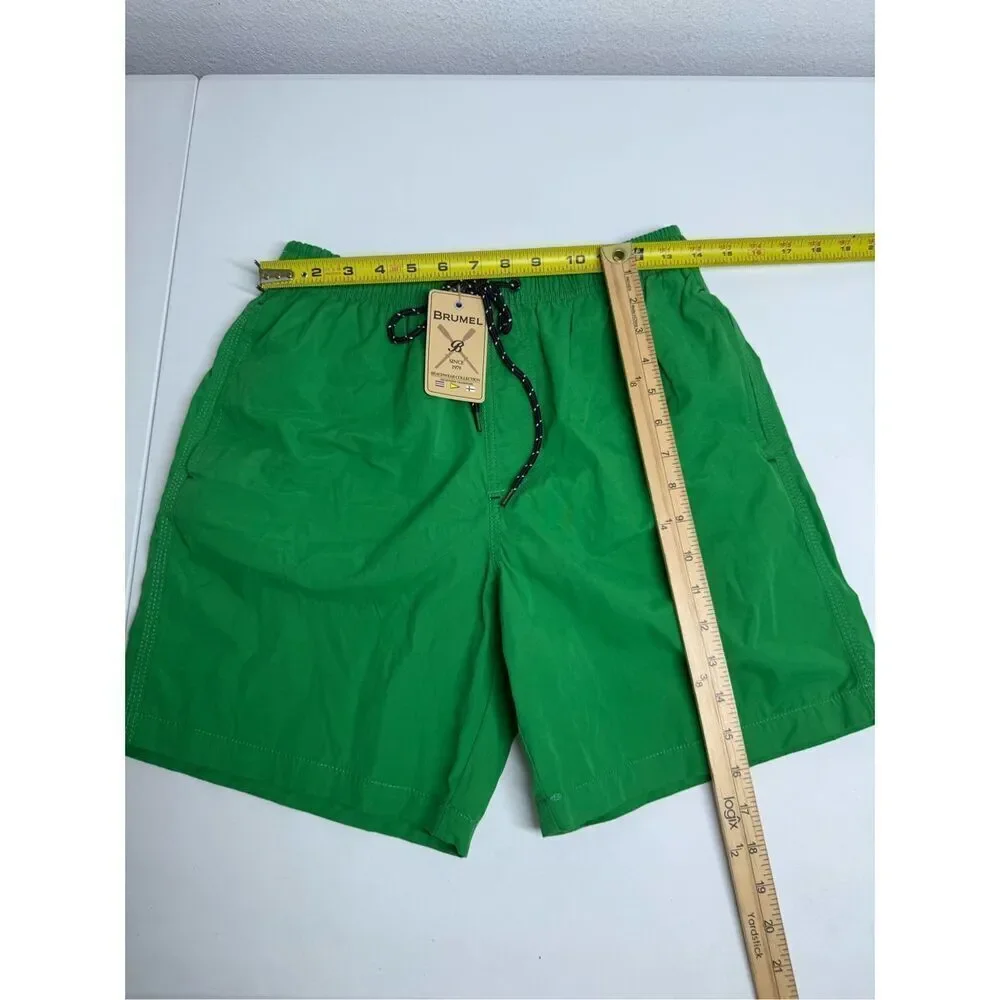 NWT Brumel Boys Swim Trunks Shorts Size M Mesh Lined Green